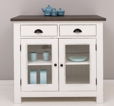 Comoda cu 2 usi, 2 sertare, blat stejar de la Rustic Butique PS684 - Culoare Top_P058 - Culoare Corp_P022++P039A - TRIPLU COLOR