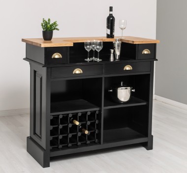 Bar cu suport pentru sticle de vin, blat stejar - Culoare Top_P061 - Culoare Corp_P150 - DUBLU COLOR de la Rustic Butique OUTPS671 - Culoare Top_P061 - Culoare Corp_P150 - DUBLU COLOR