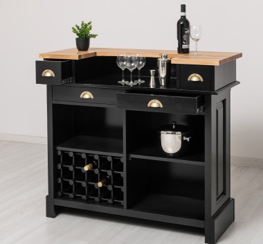 Bar cu suport pentru sticle de vin, blat stejar - Culoare Top_P061 - Culoare Corp_P150 - DUBLU COLOR de la Rustic Butique OUTPS671 - Culoare Top_P061 - Culoare Corp_P150 - DUBLU COLOR
