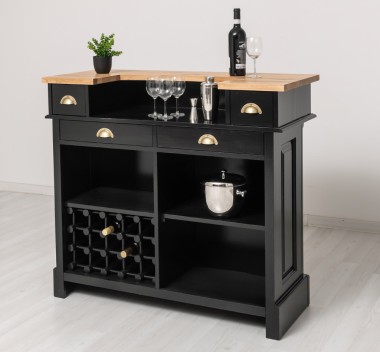 Bar cu suport pentru sticle de vin, blat stejar - Culoare Top_P061 - Culoare Corp_P150 - DUBLU COLOR de la Rustic Butique OUTPS671 - Culoare Top_P061 - Culoare Corp_P150 - DUBLU COLOR