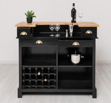 Bar cu suport pentru sticle de vin, blat stejar - Culoare Top_P061 - Culoare Corp_P150 - DUBLU COLOR de la Rustic Butique OUTPS671 - Culoare Top_P061 - Culoare Corp_P150 - DUBLU COLOR