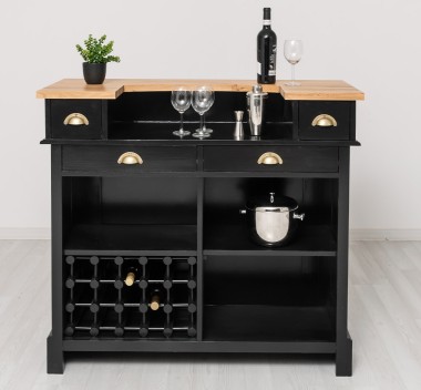Bar cu suport pentru sticle de vin, blat stejar - Culoare Top_P061 - Culoare Corp_P150 - DUBLU COLOR de la Rustic Butique OUTPS671 - Culoare Top_P061 - Culoare Corp_P150 - DUBLU COLOR