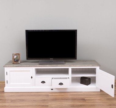 Comoda TV cu 2 sertare, 2 usi, BAS de la Rustic Butique PS107BAS - Culoare_Top_P068- Culoare Corp_P004 - DUBLU COLOR