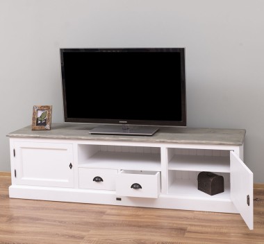 Comoda TV cu 2 sertare, 2 usi, BAS de la Rustic Butique PS107BAS - Culoare_Top_P068- Culoare Corp_P004 - DUBLU COLOR