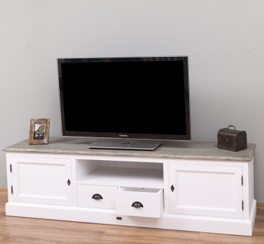 Comoda TV cu 2 sertare, 2 usi, BAS de la Rustic Butique PS107BAS - Culoare_Top_P068- Culoare Corp_P004 - DUBLU COLOR