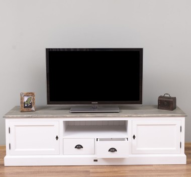 Comoda TV cu 2 sertare, 2 usi, BAS de la Rustic Butique PS107BAS - Culoare_Top_P068- Culoare Corp_P004 - DUBLU COLOR