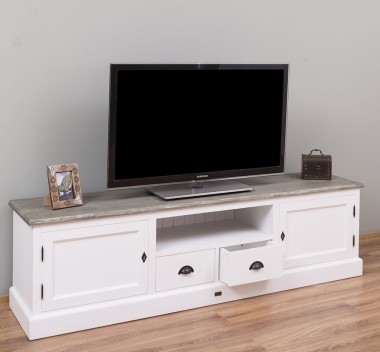 Comoda TV cu 2 sertare, 2 usi, BAS de la Rustic Butique PS107BAS - Culoare_Top_P068- Culoare Corp_P004 - DUBLU COLOR