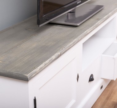 Comoda TV cu 2 sertare, 2 usi, BAS de la Rustic Butique PS107BAS - Culoare_Top_P068- Culoare Corp_P004 - DUBLU COLOR