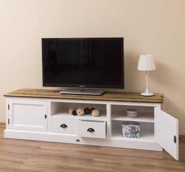 Comoda TV cu 2 sertare, 2 usi, BAS de la Rustic Butique PS107BAS - Culoare_Top_P064 - Culoare Corp_P004 - DUBLU COLOR