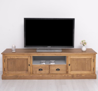 Comoda TV cu 2 sertare, 2 usi, BAS de la Rustic Butique PS107BAS - Culoare Ext._P001 / Culoare Int._P010 - DUBLU COLOR
