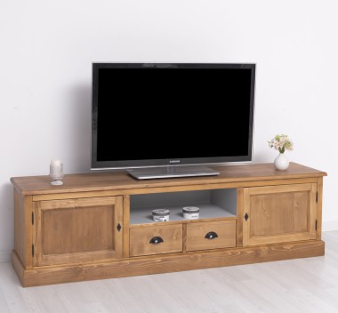Comoda TV cu 2 sertare, 2 usi, BAS de la Rustic Butique PS107BAS - Culoare Ext._P001 / Culoare Int._P010 - DUBLU COLOR