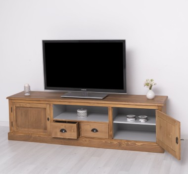 Comoda TV cu 2 sertare, 2 usi, BAS de la Rustic Butique PS107BAS - Culoare Ext._P001 / Culoare Int._P010 - DUBLU COLOR