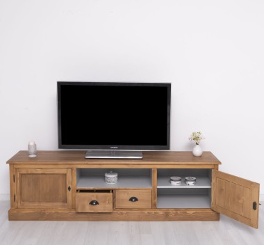 Comoda TV cu 2 sertare, 2 usi, BAS de la Rustic Butique PS107BAS - Culoare Ext._P001 / Culoare Int._P010 - DUBLU COLOR