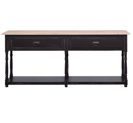 Consola cu 2 sertare, blat stejar de la Rustic Butique PS29 - TopOak - Culoare Top_P061 - Culoare Corp_P003A - DUBLU COLOR
