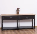 Consola cu 2 sertare, blat stejar de la Rustic Butique PS29 - TopOak - Culoare Top_P061 - Culoare Corp_P003A - DUBLU COLOR