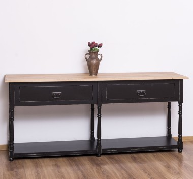 Consola cu 2 sertare, blat stejar de la Rustic Butique PS29 - TopOak - Culoare Top_P061 - Culoare Corp_P003A - DUBLU COLOR