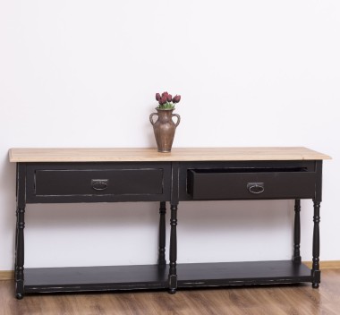 Consola cu 2 sertare, blat stejar de la Rustic Butique PS29 - TopOak - Culoare Top_P061 - Culoare Corp_P003A - DUBLU COLOR