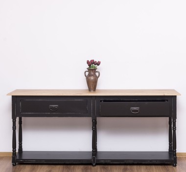 Consola cu 2 sertare, blat stejar de la Rustic Butique PS29 - TopOak - Culoare Top_P061 - Culoare Corp_P003A - DUBLU COLOR