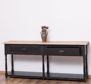 Consola cu 2 sertare, blat stejar de la Rustic Butique PS29 - TopOak - Culoare Top_P061 - Culoare Corp_P003A - DUBLU COLOR