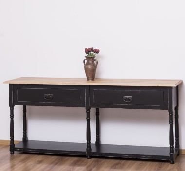 Consola cu 2 sertare, blat stejar de la Rustic Butique PS29 - TopOak - Culoare Top_P061 - Culoare Corp_P003A - DUBLU COLOR