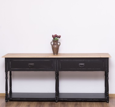 Consola cu 2 sertare, blat stejar de la Rustic Butique PS29 - TopOak - Culoare Top_P061 - Culoare Corp_P003A - DUBLU COLOR
