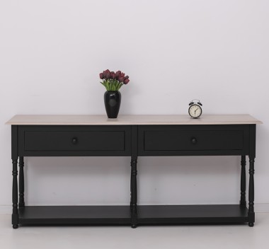 Consola cu 2 sertare, blat stejar de la Rustic Butique PS29 - TopOak - Culoare Top_P063 - Culoare Corp_P003 - DUBLU COLOR