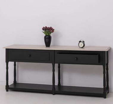 Consola cu 2 sertare, blat stejar de la Rustic Butique PS29 - TopOak - Culoare Top_P063 - Culoare Corp_P003 - DUBLU COLOR