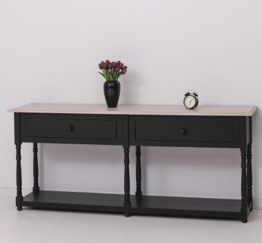 Consola cu 2 sertare, blat stejar de la Rustic Butique PS29 - TopOak - Culoare Top_P063 - Culoare Corp_P003 - DUBLU COLOR