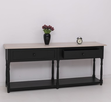 Consola cu 2 sertare, blat stejar de la Rustic Butique PS29 - TopOak - Culoare Top_P063 - Culoare Corp_P003 - DUBLU COLOR