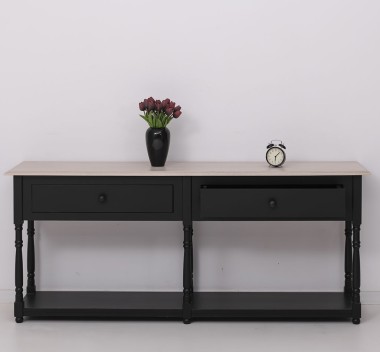 Consola cu 2 sertare, blat stejar de la Rustic Butique PS29 - TopOak - Culoare Top_P063 - Culoare Corp_P003 - DUBLU COLOR