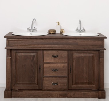 Dulap baie stejar cu 2 lavoare - lavoare incluse in pret - din stejar - Culoare_P111 - LACUIT de la Rustic Butique OUTOPS4001 - Culoare_P111 - LACUIT