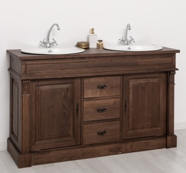Dulap baie stejar cu 2 lavoare - lavoare incluse in pret - din stejar - Culoare_P111 - LACUIT de la Rustic Butique OUTOPS4001 - Culoare_P111 - LACUIT