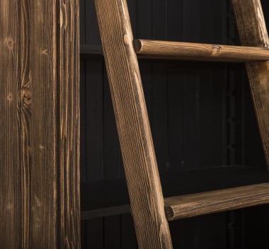 Biblioteca 2 usi BAS + vitrina deschisa SUP, Colectia Directoire, scara nu este inclusa in pret de la Rustic Butique PS75BAS + PS471SUP - Culoare Ext._P064 / Culoare Int._P003 - PERIAT ADANC