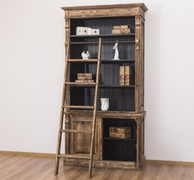 Biblioteca 2 usi BAS + vitrina deschisa SUP, Colectia Directoire, scara nu este inclusa in pret de la Rustic Butique PS75BAS + PS471SUP - Culoare Ext._P064 / Culoare Int._P003 - PERIAT ADANC