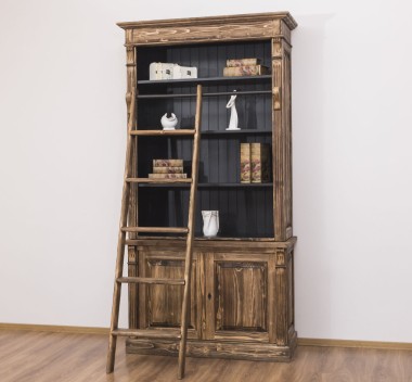 Biblioteca 2 usi BAS + vitrina deschisa SUP, Colectia Directoire, scara nu este inclusa in pret de la Rustic Butique PS75BAS + PS471SUP - Culoare Ext._P064 / Culoare Int._P003 - PERIAT ADANC