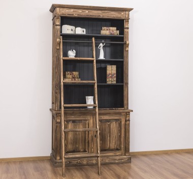 Biblioteca 2 usi BAS + vitrina deschisa SUP, Colectia Directoire, scara nu este inclusa in pret de la Rustic Butique PS75BAS + PS471SUP - Culoare Ext._P064 / Culoare Int._P003 - PERIAT ADANC