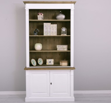 Biblioteca 2 usi BAS + vitrina deschisa SUP, Colectia Directoire, scara nu este inclusa in pret de la Rustic Butique OUTPS75BAS+PS471SUP - Culoare Ext._P004 / Culoare Int., Top_P079 - DUBLU COLOR