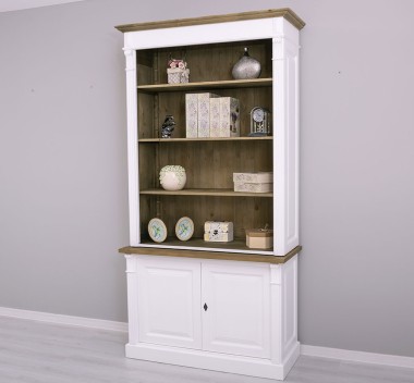 Biblioteca 2 usi BAS + vitrina deschisa SUP, Colectia Directoire, scara nu este inclusa in pret de la Rustic Butique OUTPS75BAS+PS471SUP - Culoare Ext._P004 / Culoare Int., Top_P079 - DUBLU COLOR
