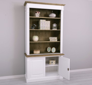 Biblioteca 2 usi BAS + vitrina deschisa SUP, Colectia Directoire, scara nu este inclusa in pret de la Rustic Butique OUTPS75BAS+PS471SUP - Culoare Ext._P004 / Culoare Int., Top_P079 - DUBLU COLOR