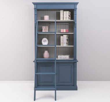Biblioteca 2 usi BAS + vitrina deschisa SUP, Colectia Directoire, scara nu este inclusa in pret de la Rustic Butique OUTPS75BAS+PS471SUP - Culoare Ext._P051 / Culoare Int._P077 - DUBLU COLOR