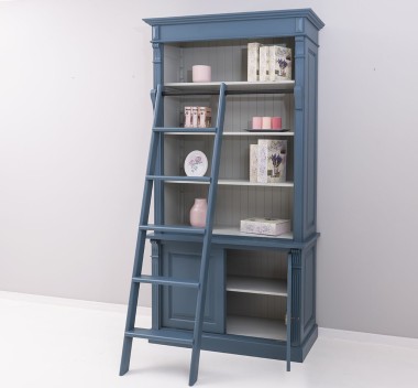 Biblioteca 2 usi BAS + vitrina deschisa SUP, Colectia Directoire, scara nu este inclusa in pret de la Rustic Butique OUTPS75BAS+PS471SUP - Culoare Ext._P051 / Culoare Int._P077 - DUBLU COLOR