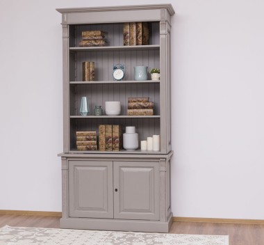 Biblioteca 2 usi BAS + vitrina deschisa SUP, Colectia Directoire, scara nu este inclusa in pret de la Rustic Butique PS75BAS + PS471SUP - Culoare_P029++P030A - 2 STRATURI DE CULORI ANTICHIZAT