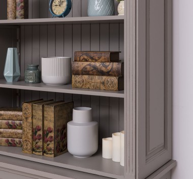Biblioteca 2 usi BAS + vitrina deschisa SUP, Colectia Directoire, scara nu este inclusa in pret de la Rustic Butique PS75BAS + PS471SUP - Culoare_P029++P030A - 2 STRATURI DE CULORI ANTICHIZAT