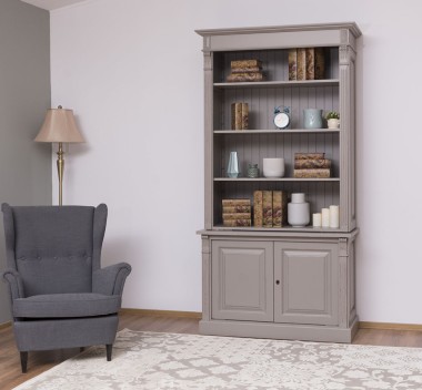 Biblioteca 2 usi BAS + vitrina deschisa SUP, Colectia Directoire, scara nu este inclusa in pret de la Rustic Butique PS75BAS + PS471SUP - Culoare_P029++P030A - 2 STRATURI DE CULORI ANTICHIZAT