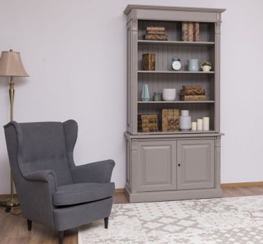 Biblioteca 2 usi BAS + vitrina deschisa SUP, Colectia Directoire, scara nu este inclusa in pret de la Rustic Butique PS75BAS + PS471SUP - Culoare_P029++P030A - 2 STRATURI DE CULORI ANTICHIZAT
