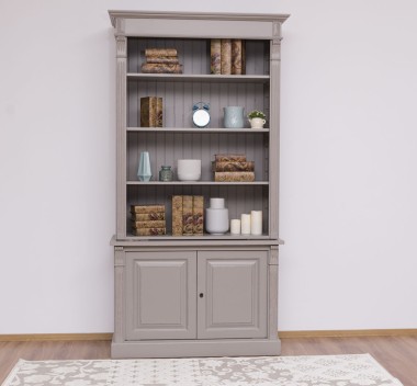Biblioteca 2 usi BAS + vitrina deschisa SUP, Colectia Directoire, scara nu este inclusa in pret de la Rustic Butique PS75BAS + PS471SUP - Culoare_P029++P030A - 2 STRATURI DE CULORI ANTICHIZAT