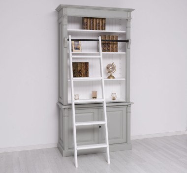 Biblioteca 2 usi BAS + vitrina deschisa SUP, Colectia Directoire, scara nu este inclusa in pret de la Rustic Butique PS75BAS + PS471SUP - Culoare Ext._P077 / Culoare Int._P004 - DUBLU COLOR