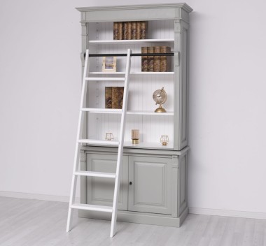 Biblioteca 2 usi BAS + vitrina deschisa SUP, Colectia Directoire, scara nu este inclusa in pret de la Rustic Butique PS75BAS + PS471SUP - Culoare Ext._P077 / Culoare Int._P004 - DUBLU COLOR