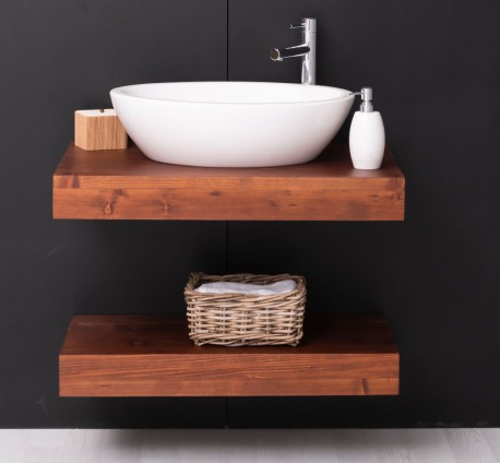Suport lavoar din brad cu set metalic de fixare in perete de la Rustic Butique PS738 - Culoare_P081 - LACUIT & VOPSIT