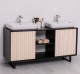 Mobila baie cu 2 usi, 2 lavoare- neinclus in preti Slatted de la Rustic Butique PS759 - Culoare Corp_P003 - Culoare Usi_P095 - DUBLU COLOR